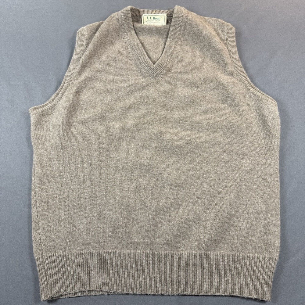 Vintage LL Bean Mink Fur Merino Wool Sweater Vest USA Mens‎ Large Quiet Luxury